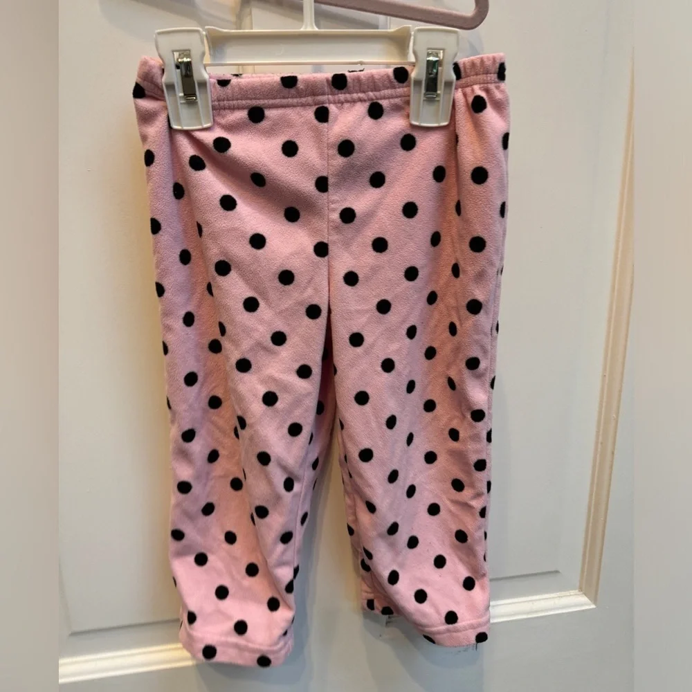 NWOT Carter’s 2T Girls Pink & Black Polka Dot Fleece Pajama Pants